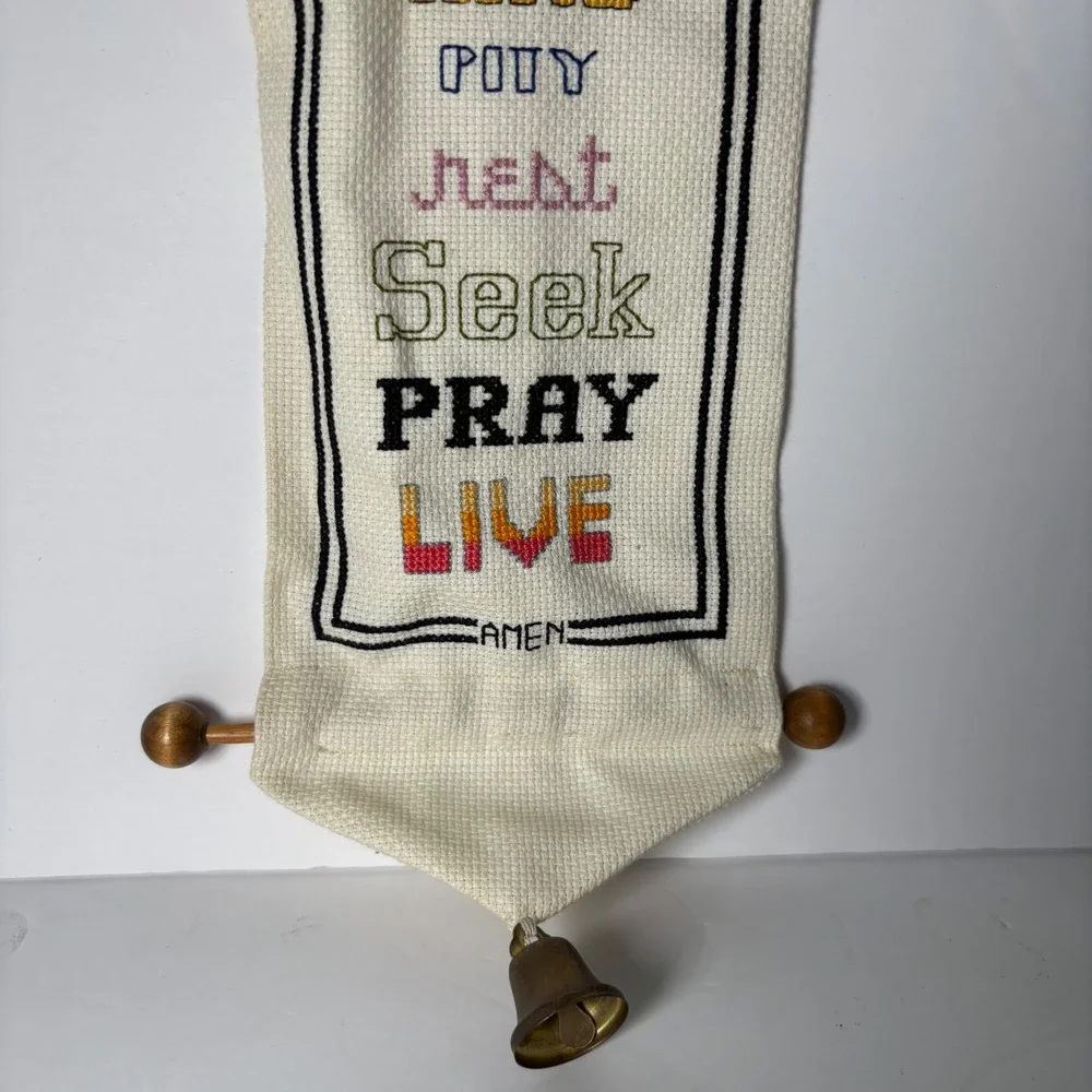 Handmade Cross Stitch Wall Hanging Four Letter Inspirational Words Marilyn Clark